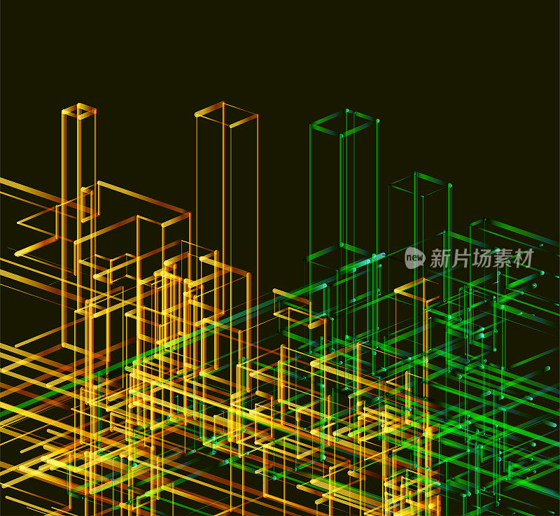 抽象色彩线条结构数字网络概念图案背景