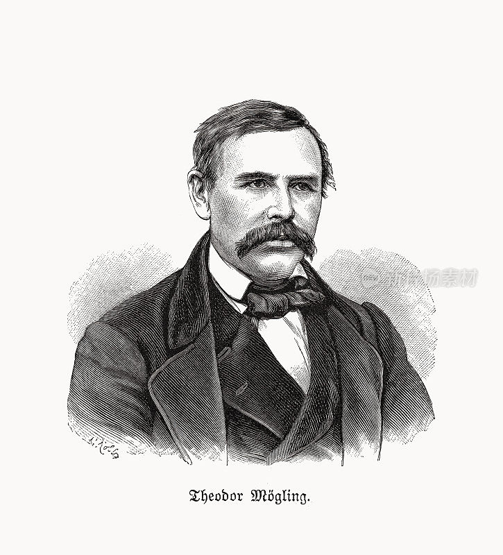 西奥多M?gling(1814-1867)，巴登斯政治家，木版画，1893年出版