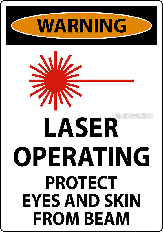 警告激光操作，保护眼睛和皮肤免受光束的伤害