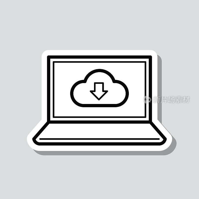 云下载到笔记本电脑。图标贴纸在灰色背景