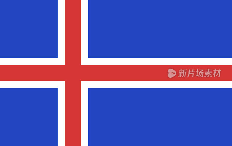 冰岛国旗。矢量插图。