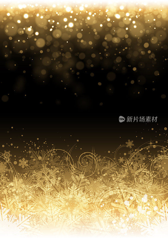 闪闪发光的金色圣诞雪花矢量设计