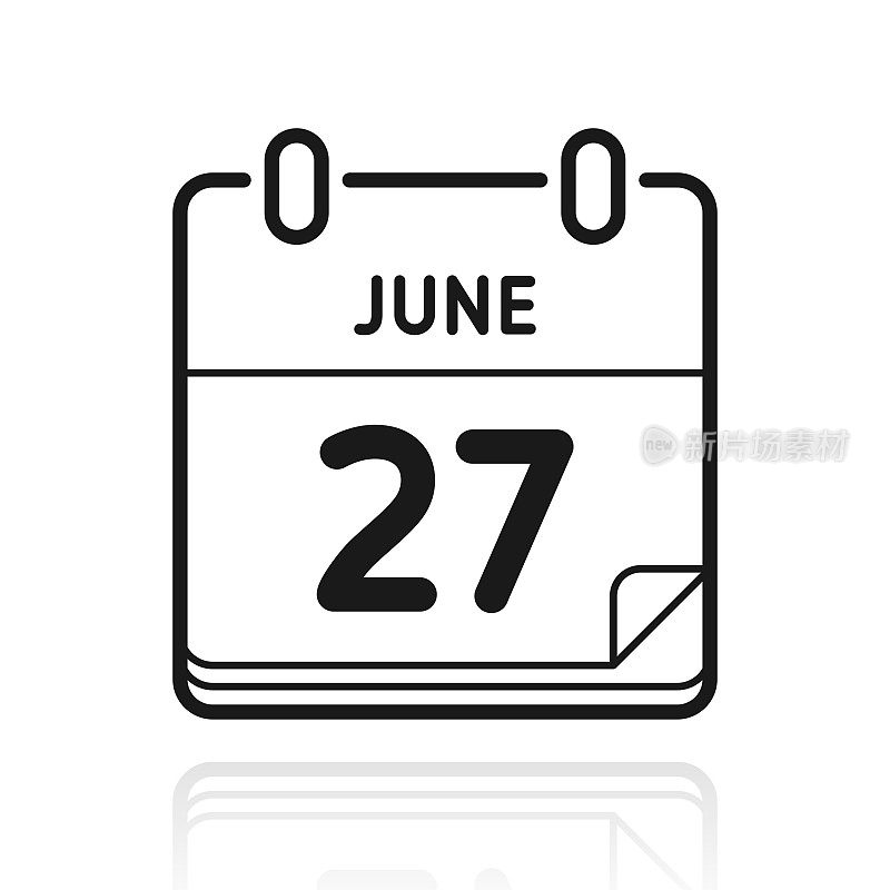 6月27日。白色背景上反射的图标