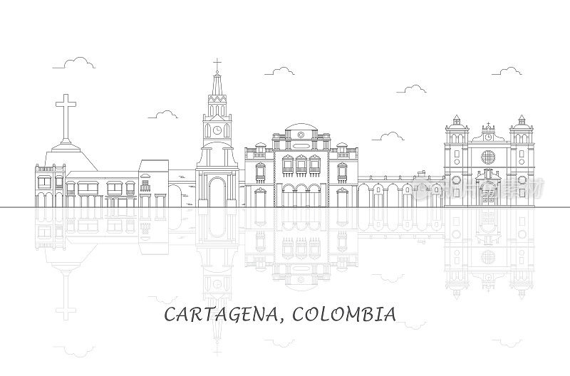 哥伦比亚卡塔赫纳市的天际线全景图