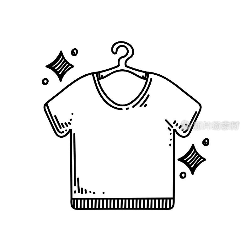 干洗线图标,草图设计,像素完美,可编辑的笔画。衣服。