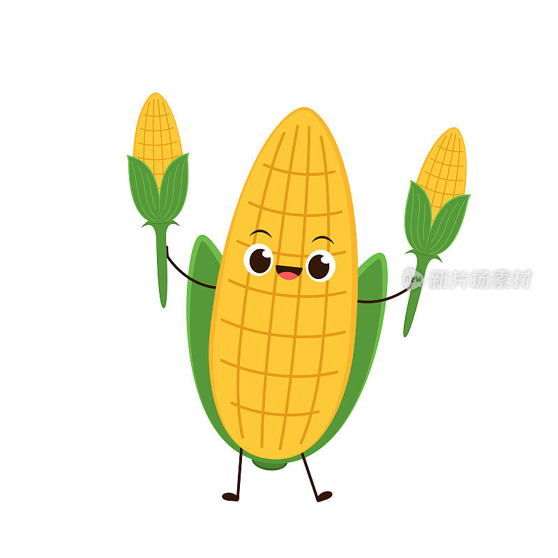 玉米向量。玉米字符设计。白底玉米。玉米粒矢量。