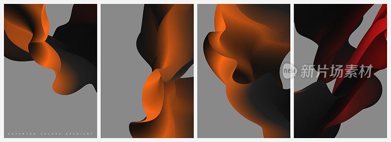 颜色平滑渐变液体时尚海报背景集合