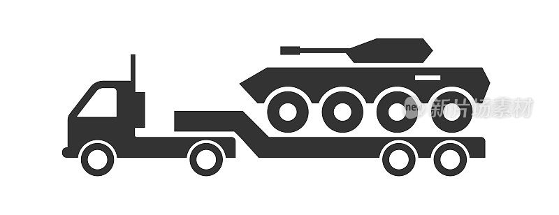 装甲运兵车上的卡车图标。矢量插图。