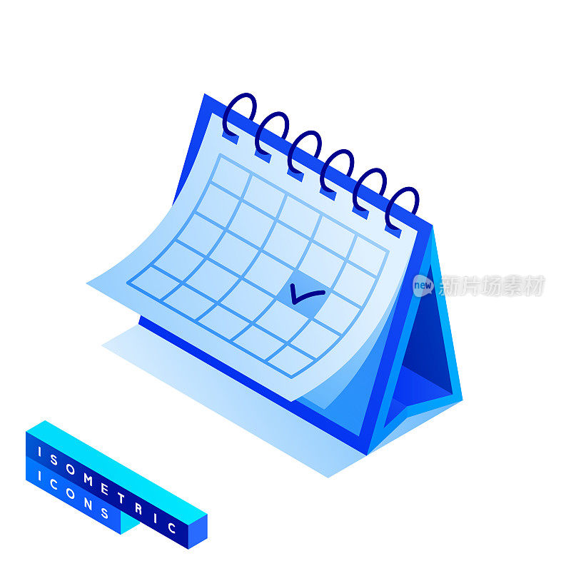 计划和组织的矢量插图等距图标和三维设计。议程,日历。