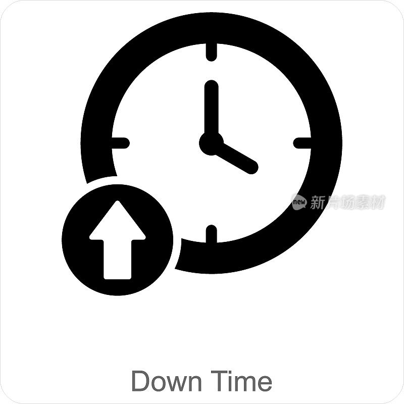 停机时间和时间图标概念