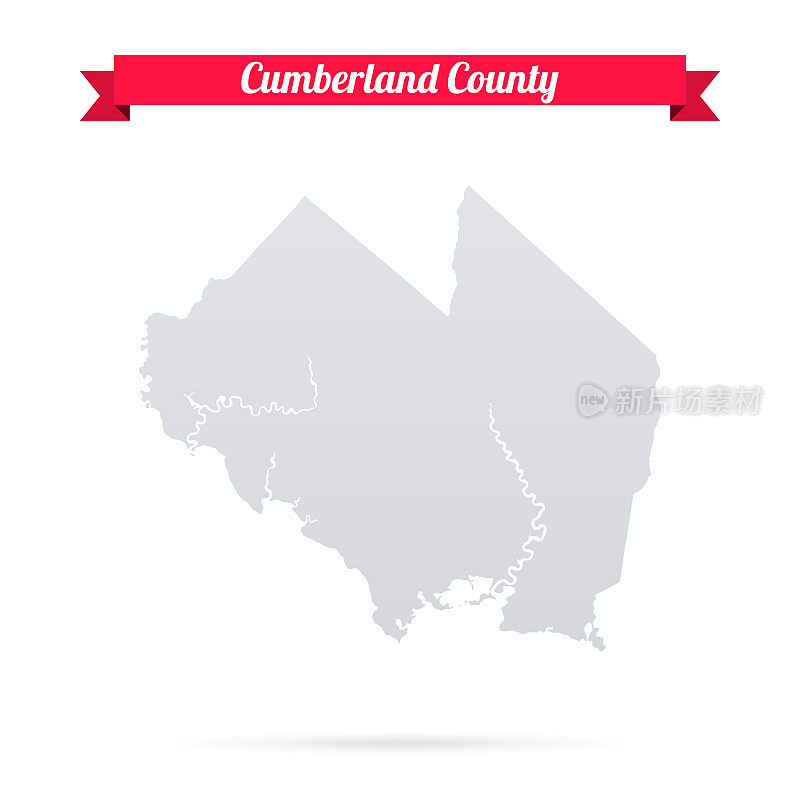 新泽西州坎伯兰县。白底红旗地图