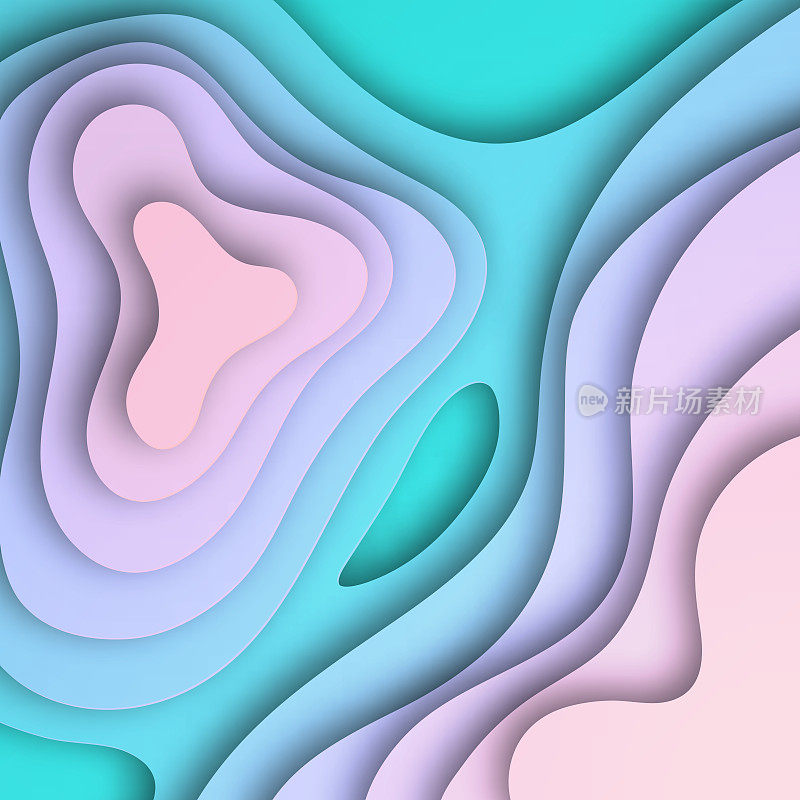 剪纸背景-绿色抽象流体形状-新潮的3D设计