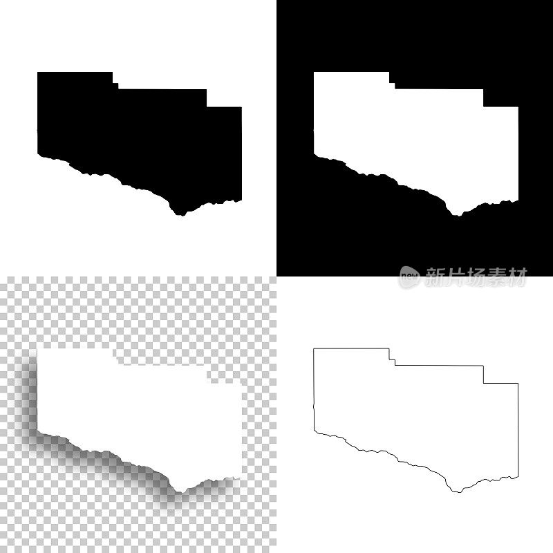 杰罗姆县，爱达荷州。设计地图。空白，白色和黑色背景