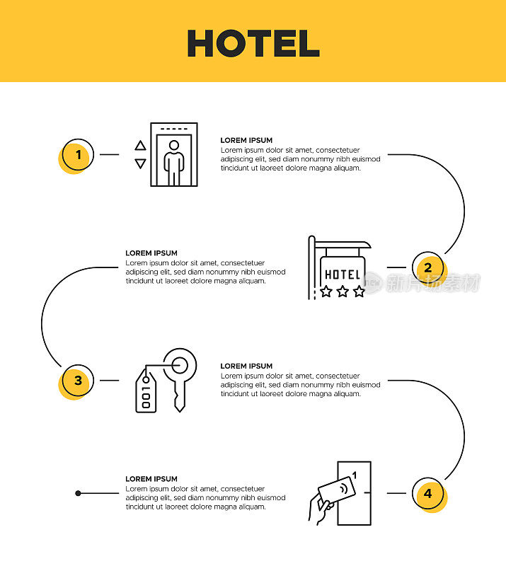 酒店信息图表模板-住宿，旅行，好客图标