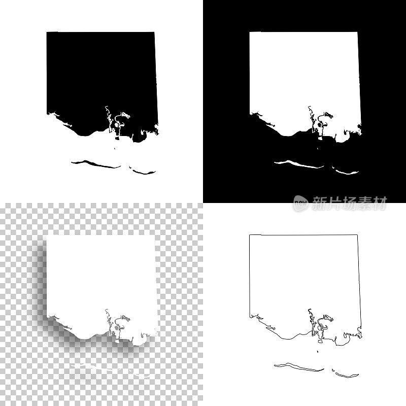杰克逊县，密西西比州。设计地图。空白，白色和黑色背景