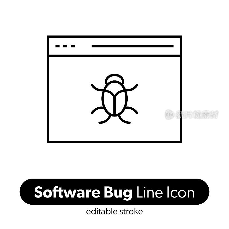 软件Bug线图标。可编辑的描边矢量图标。