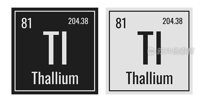 铊的象征。元素周期表中的化学元素。矢量插图隔离在白色背景上。玻璃的迹象。