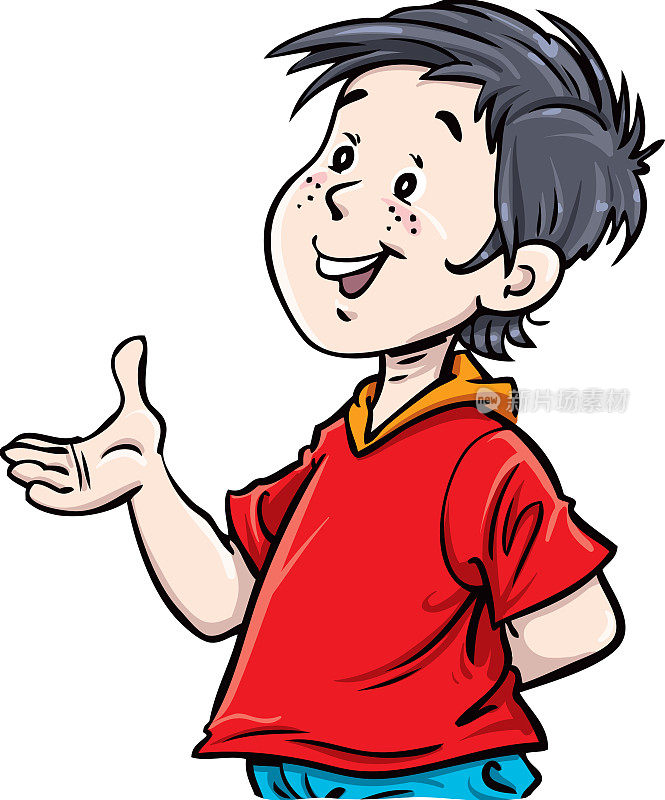 快乐的男孩,白色的背景。