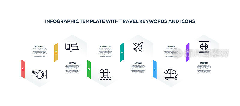 信息图表设计模板与旅游关键字和图标