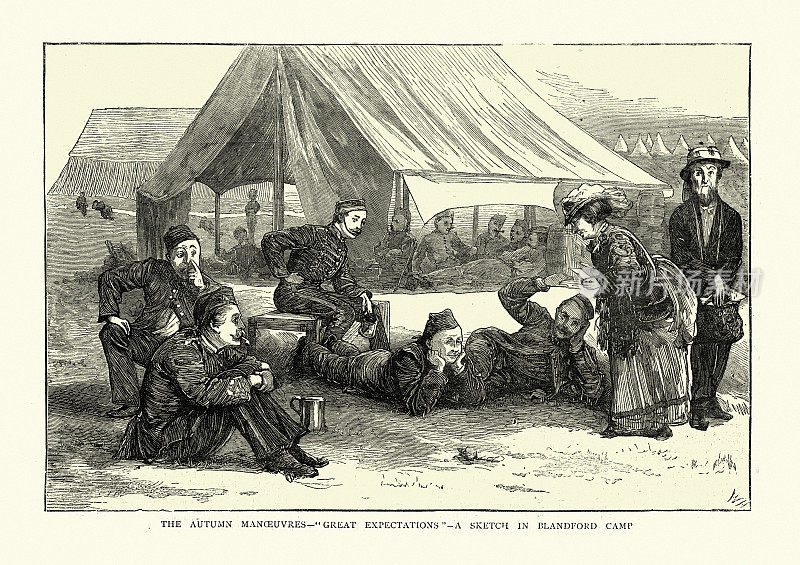 士兵们在布兰福德营地休息，秋季演习。1872年,19世纪