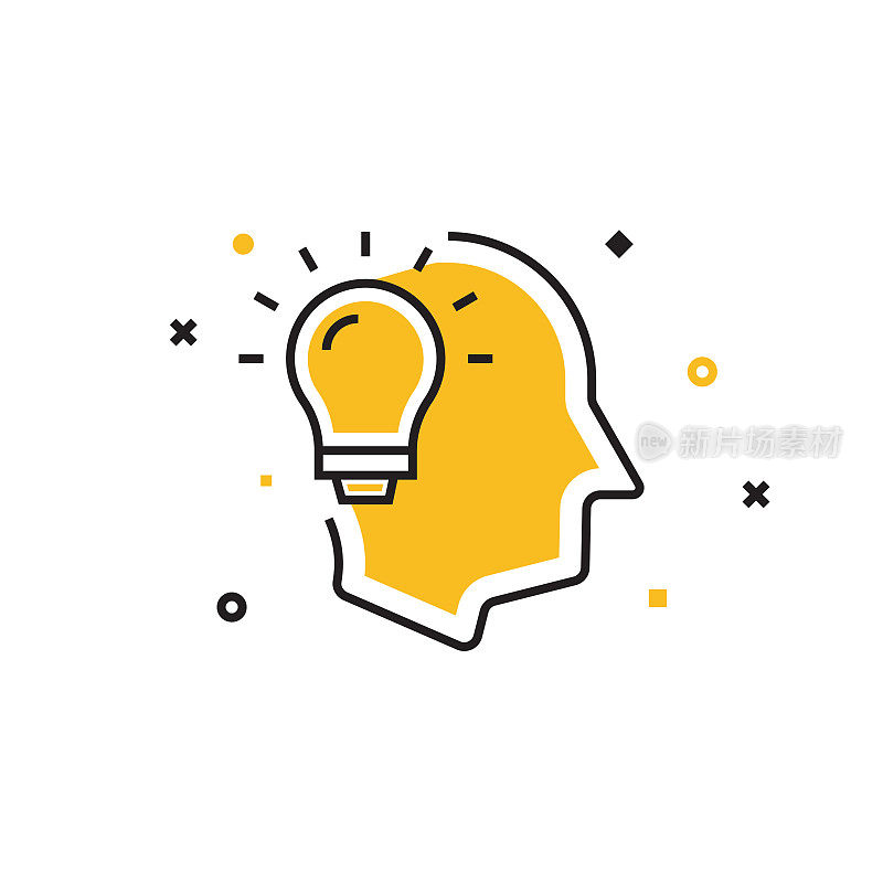 创意平面线图标,轮廓矢量符号插图。