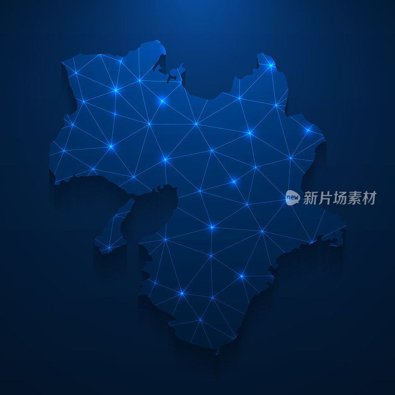 关西地图网-明亮的网格在深蓝色的背景上