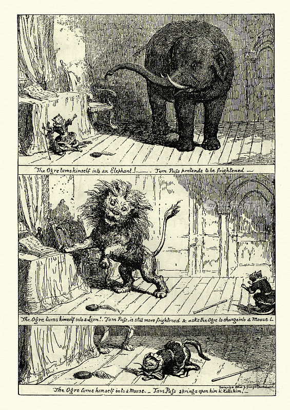 《穿靴子的猫的故事》，乔治・克鲁克尚克插图