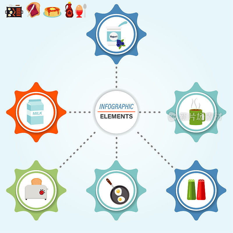 有早餐图标的信息图表模板