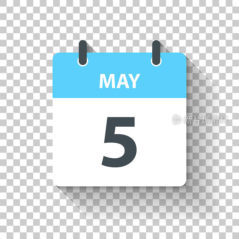 5月5日-日日历图标在平面设计风格
