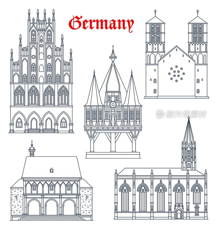 德国标志性建筑和大教堂的图标