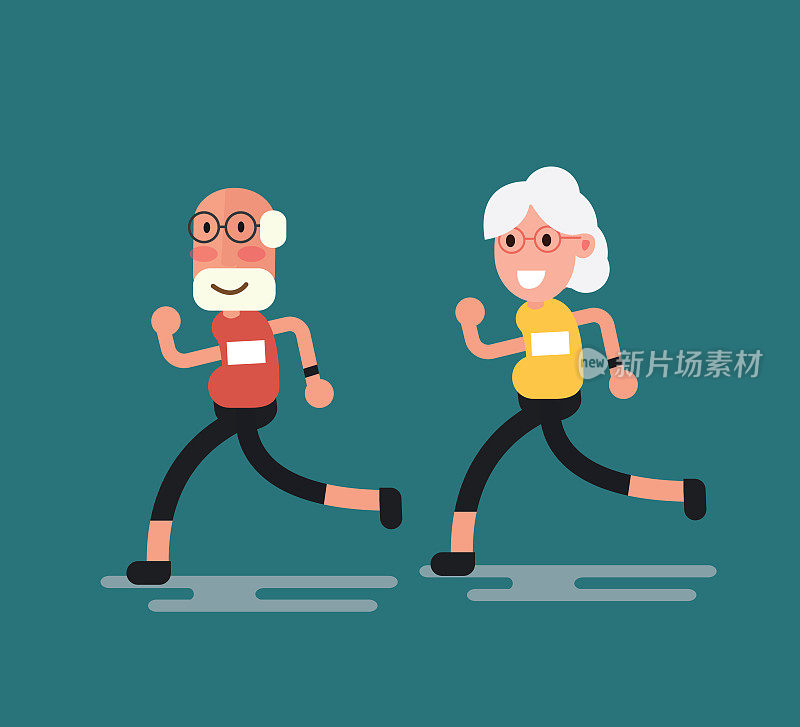 老年夫妇跑步——老年男女跑步