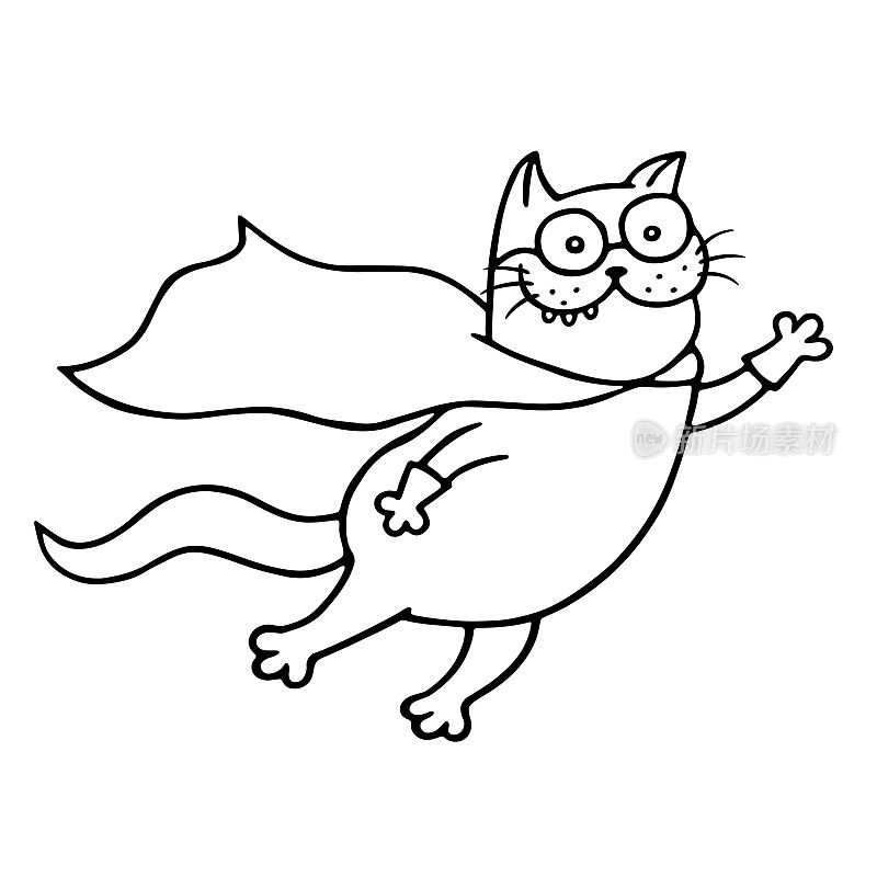 超级猫是苍蝇的壮举。孤立的矢量图。