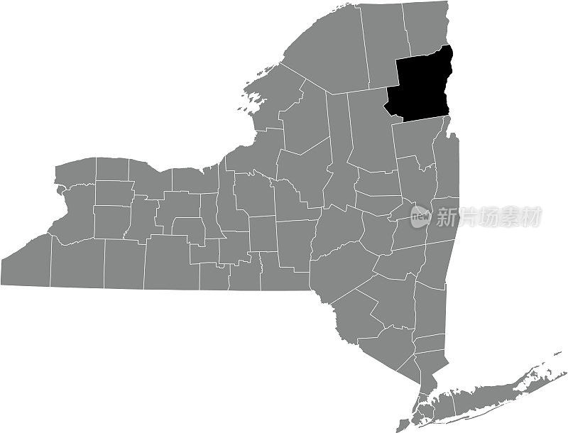 美国纽约埃塞克斯郡的位置地图