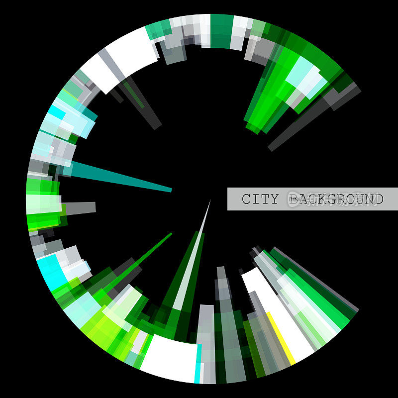 矢量抽象环形城市建筑城市图标插图背景