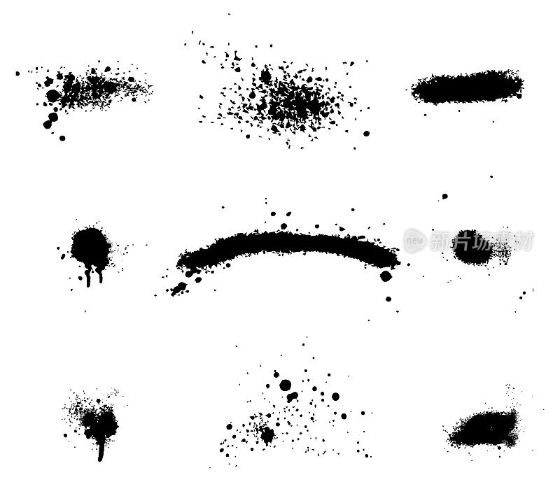 可自定义的矢量油漆滴溅喷斑点溅横幅设计元素收集