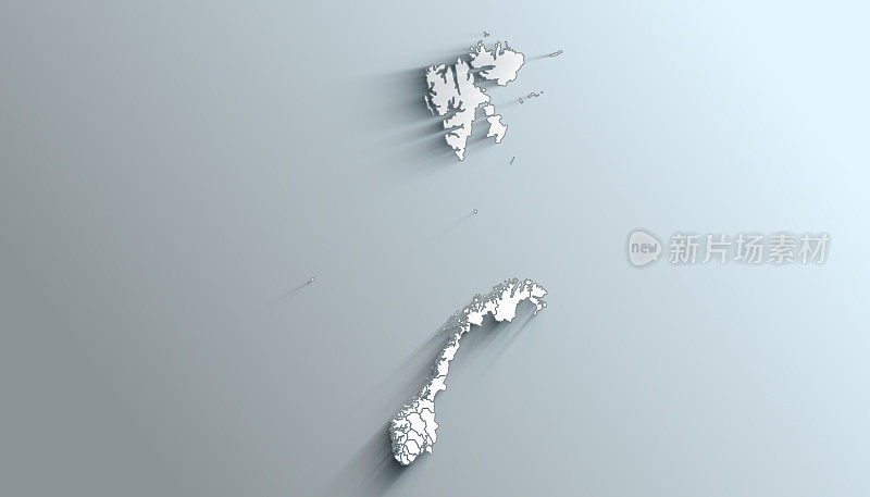 带阴影的挪威现代白色地图