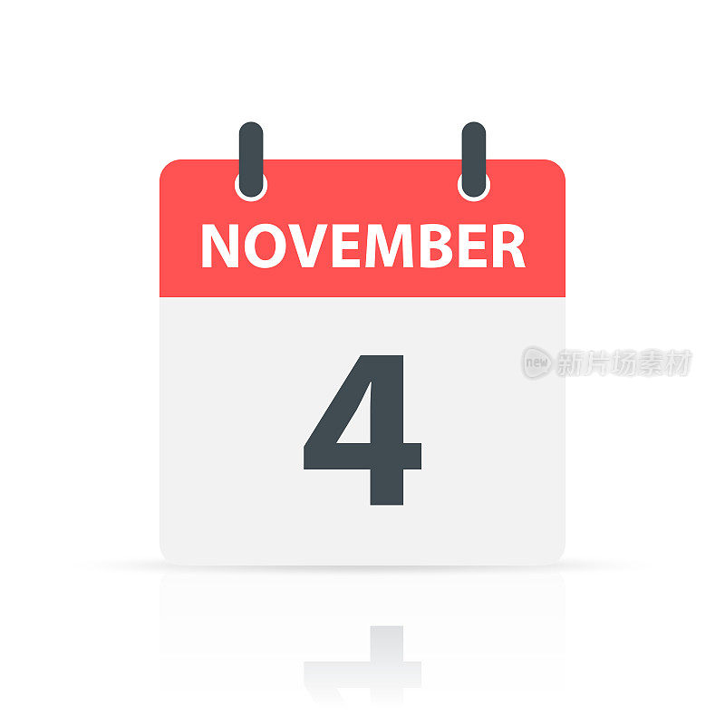 11月4日-日常日历图标与反思在白色背景