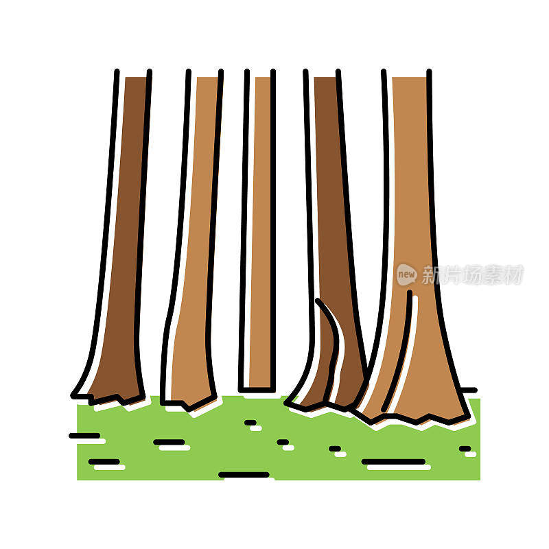 红杉国家公园彩色图标矢量插图