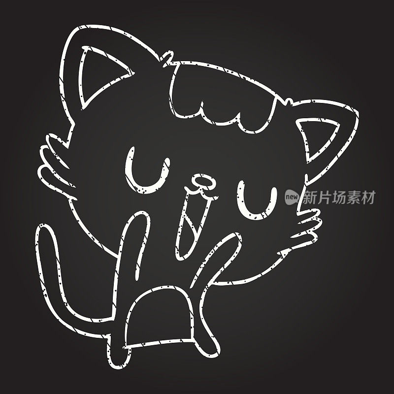快乐猫粉笔画