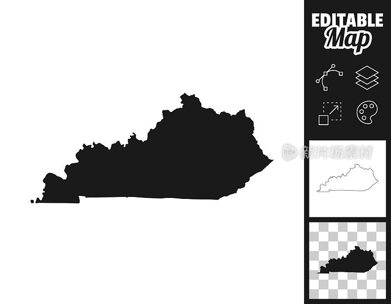 肯塔基州地图设计。轻松地编辑
