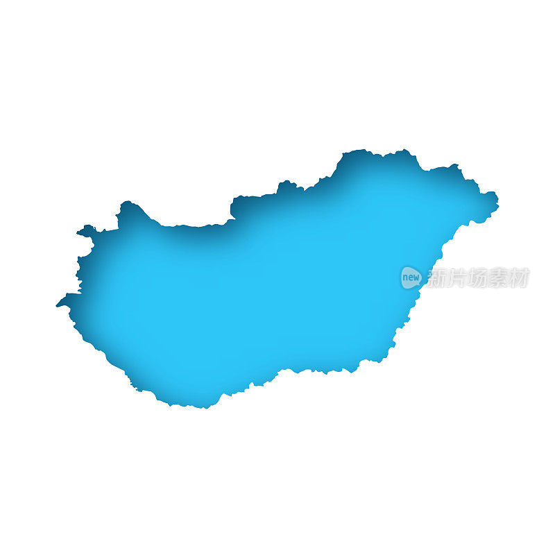 匈牙利地图-白纸，蓝色背景