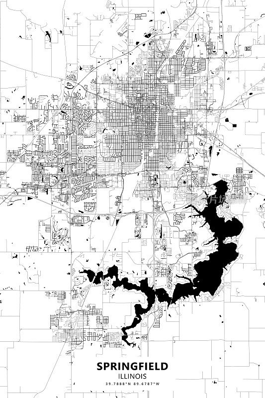斯普林菲尔德，伊利诺伊州，美国矢量地图