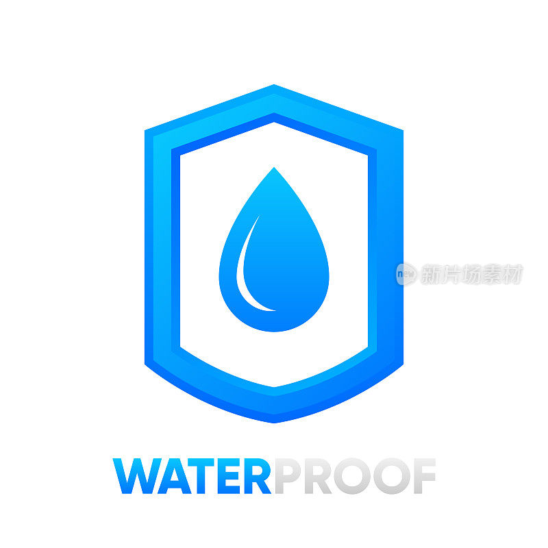 防水屏蔽图标。包装防水图标。水滴保护概念。Logo孤立在白色背景上。矢量插图。