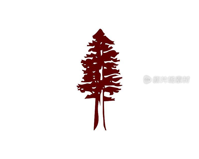 红木树抽象剪影标志矢量