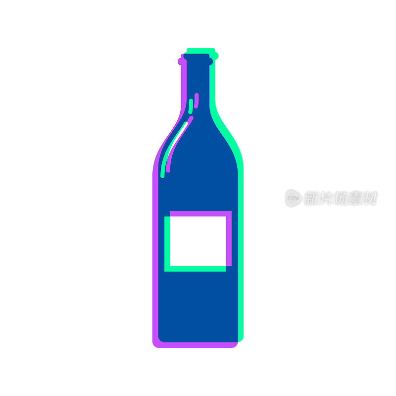 酒瓶。图标与两种颜色叠加在白色背景上