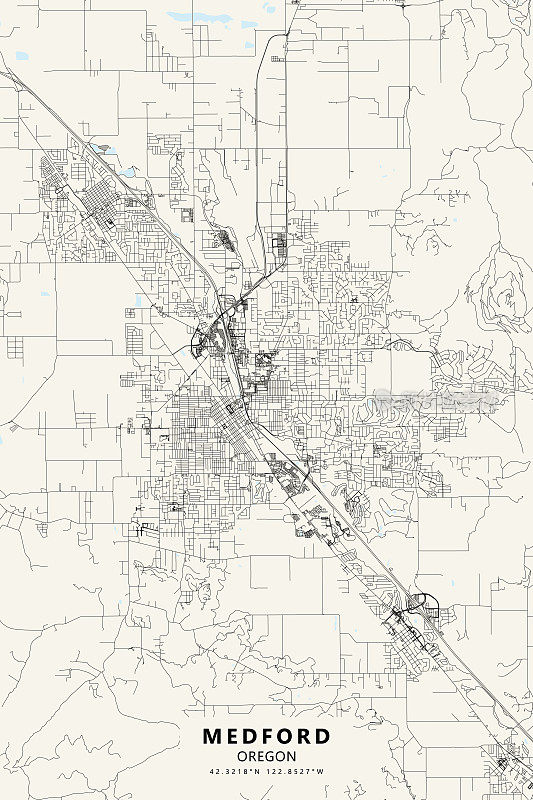 梅德福，俄勒冈州，美国矢量地图