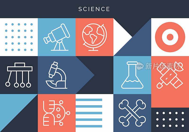 科学相关的设计与线图标。