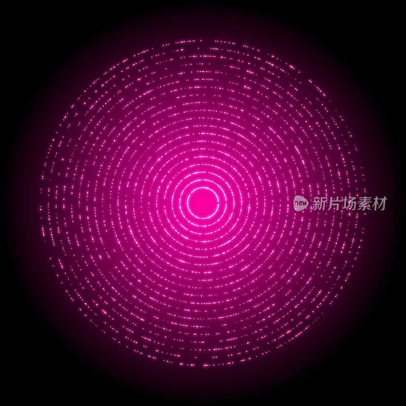 充满活力的粉红色数字漩涡与发光粒子。
