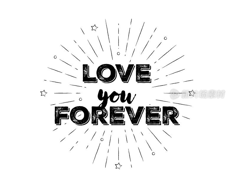 手写的“爱你到永远”的文字伴着粗略的烟火绽放