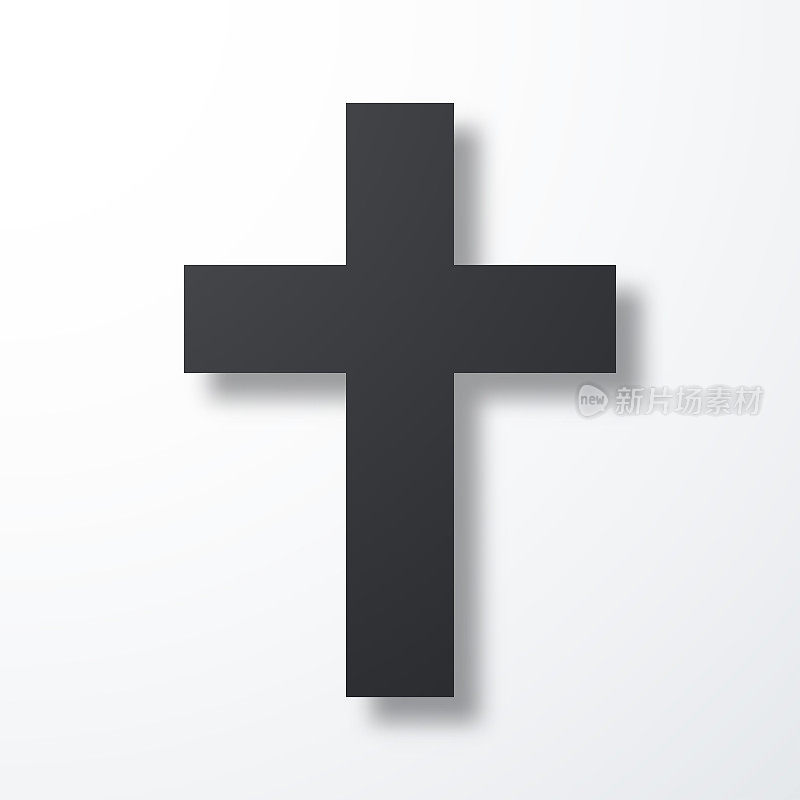 宗教十字架。白色背景上的阴影图标
